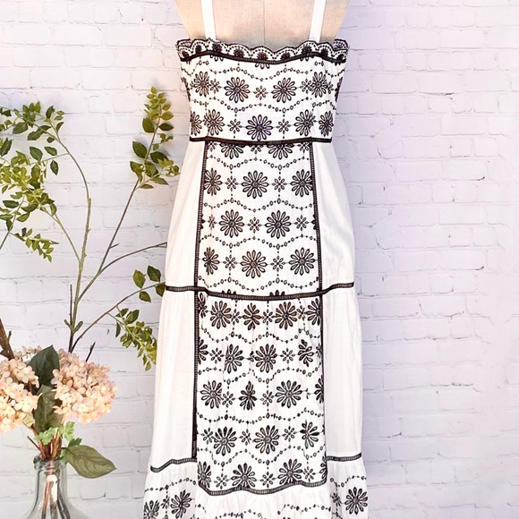 Veronica Beard White and Black Embroidered Maxi Dress - Picture 2 of 6